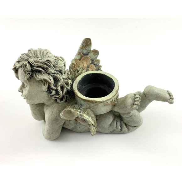 Vintage Laying Angel / Cherub Figurine Candle Holder, Resin, Victorian Style. - Picture 9 of 10